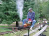 Taking a loco for a walk on the raised track at St Croix..jpg (67994 bytes)